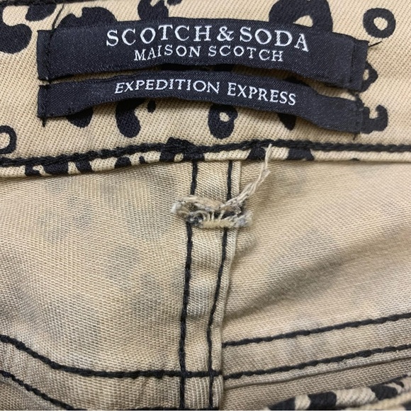 MAISON SCOTCH & SODA Expedition Express Mid Skinny Leopard Jeans Beige Sz 28/32 - Picture 7 of 12